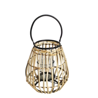 Lucerna proutí/sklo/kov 28cm natural
