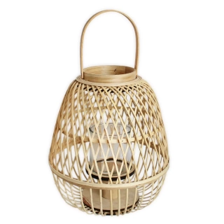 Lucerna proutí/sklo/kov 39cm natural
