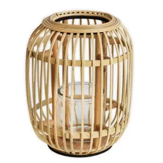 Lucerna ratan/sklo/kov 28cm natural