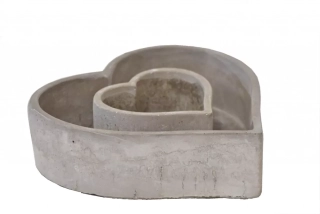 Cementové srdce Duo šedé 6x22x22,5 cm