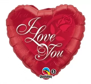 Fóliový balónek18palcový QL - I LOVE YOU na růži