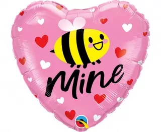Fóliový balónek 18 palcový QL HRT Bee Mine Hearts