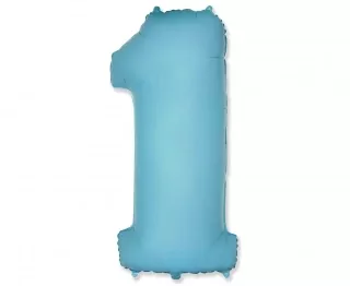 Fóliový balónek DIGIT 1, světle modrý, FX 33 palců (volný)