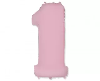 Fóliový balónek DIGIT 1, světle růžový, FX 33 palců (volný)