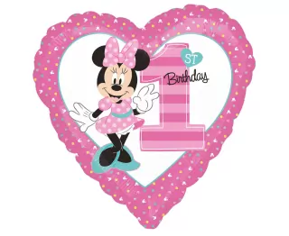 Fóliový balónek číslo 1, MINNIE Mouse 1. narozeniny, 18 palců