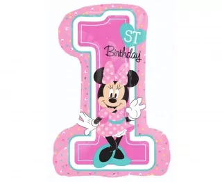 Fóliový balónek číslo 1, MINNIE Mouse 1. narozeniny, 36 palců