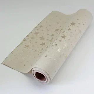 Deko látka bavlna hvězdičky š28cm/5M natural/zlatá