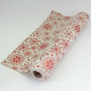 Deko látka bavlna š36cm/5m natural/červená