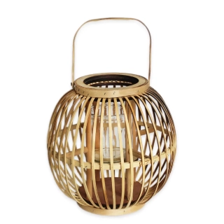Lucerna proutí/sklo/kov 26cm natural