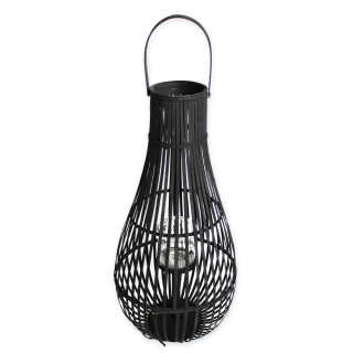 Lucerna proutí/sklo/kov 80cm černá