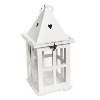  Lucerna dřevo 31cm bílá