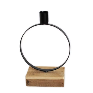  Svícen stojan dřevo/kov 13cm černá