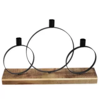  Svícen stojan dřevo/kov 40cm černá