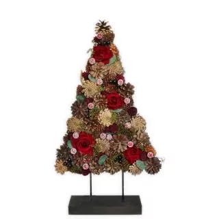  Stromek šišky/růže 41cm natural/bordó