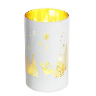  Svícen sklo LED 15cm bílá
