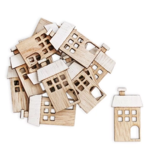 Domek přízdoba dřevo 8ks/4cm