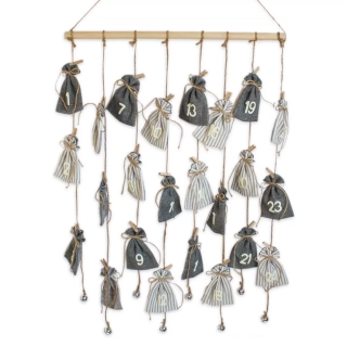 Adventní kalendář textil 80x56cm šedá