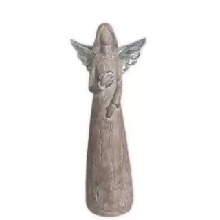Anděl polyresin 24cm natural/stříbrná