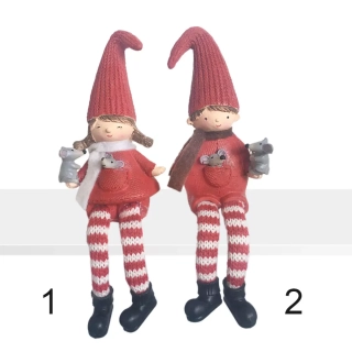 Děti nohaté polyresin 20cm červený mix