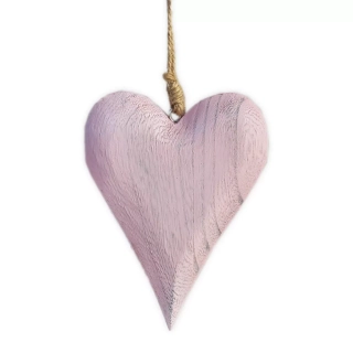  Srdce závěs dřevo 16,5cm růžová