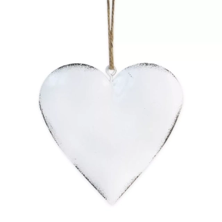  Srdce závěs kov 13cm bílá