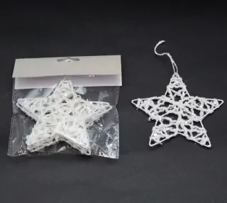 Hvězdičky provázek/kov 3ks/7,5cm bílá