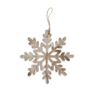 Vločka závěs dřevo 17cm natur