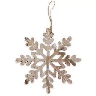 Vločka závěs dřevo 24,5cm natur