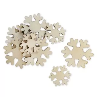Vločky přízdoba dřevo 9ks/3,4-5,4cm natural