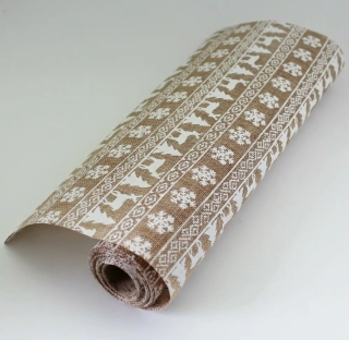 Juta vánoční potisk 36cm/5m natural/bílá