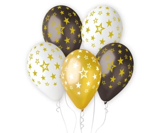 Balónky GOLD STARS, 13 palců / 6 ks.