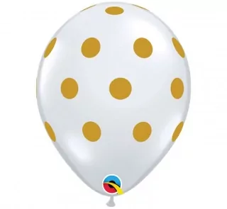Balónky s potiskem Velké puntíky, zlaté / 25 ks.