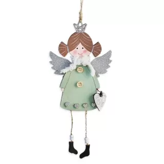 Andělka závěs dřevo 19/29cm mint