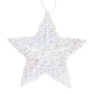 Hvězda závěs pvc 12,5cm bílá perleť