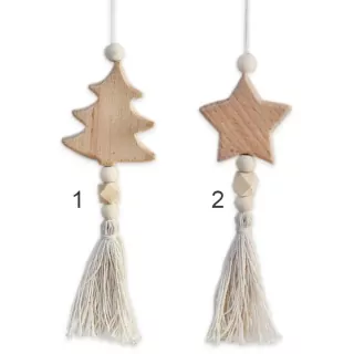 Stromek/hvězda závěs dřevo 8/20cm natur