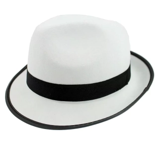 Klobouk GANGSTER, bílý s černým lemováním