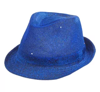 Klobouk modrý, třpytivý LED