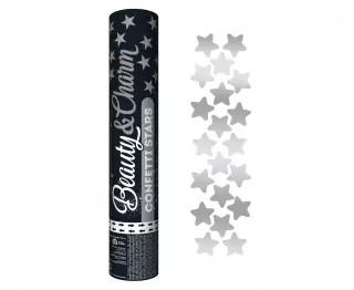 Konfetové vystřelovací STARS, stříbrná - 30 cm