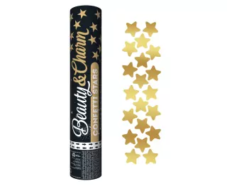 Konfetové vystřelovací STARS, zlaté - 30 cm
