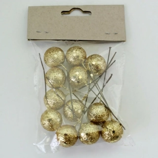 Koule zápich pvc/drát 12ks/pr.2/8cm zlatá