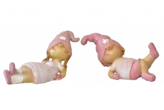 Růžový skřítek ležící 5,5x10x4 cm, mix druhů