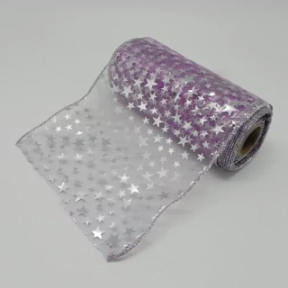 Organza vánoční obšitá š15cm/9m fialová