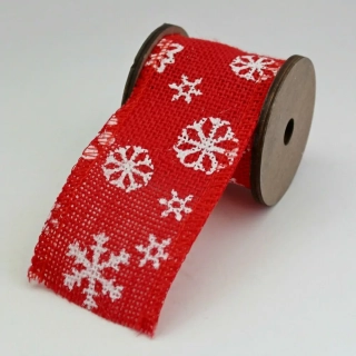Stuha juta vánoční 200/6cm červená