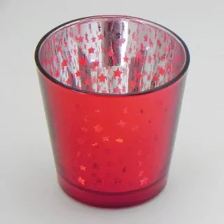 Svícen vánoční sklo pr.7,5V7,5cm červená