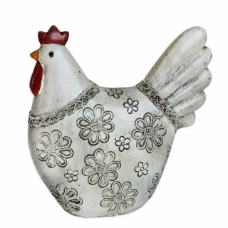 Slepice polyresin 18cm natural