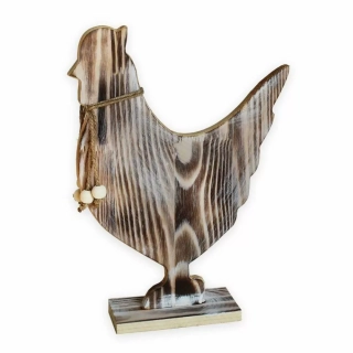 Slepice dřevo 30cm šedá