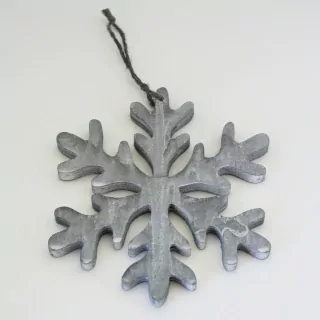 Vločka závěs dřevo 18cm šedá