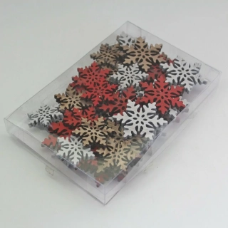 Vločky přízdoba dřevo 24ks/4cm mix