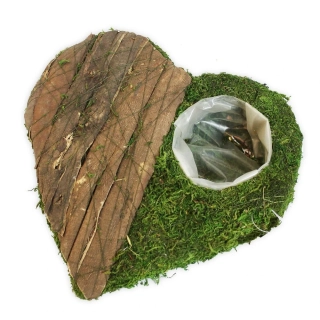 Srdce obal mech/kůra 25cm natur