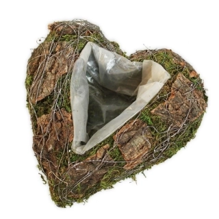 Srdce obal mech/kůra 25cm natur